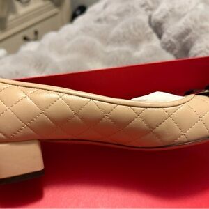 Salvatore Ferragamo Quilted Cream Block Heel Pump